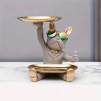 置物　犬　犬の像　ブルドック　いぬ　彫刻　トレイ　ホーム　玄関　リビング　テーブルデコレーション　飾り　装飾品　かわいい　橙　オレンジ　ベージュ　クリスマスプレゼント　誕生日　ギフト