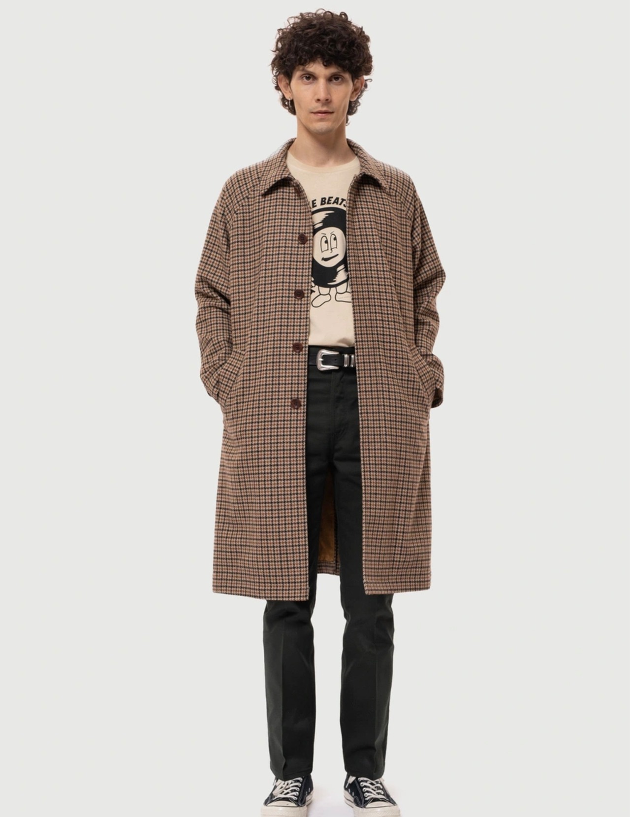 Nudie jeans ヌーディージーンズ 2022秋冬 Corey Car Coat Brown チェックコート