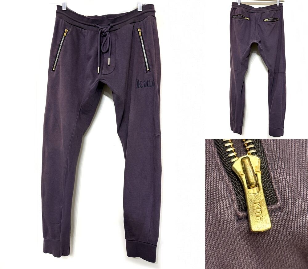 KITH キス BLEECKER SWEATPANTS M ジップ スウェット ジョガーパンツ メンズ M ダークパープル