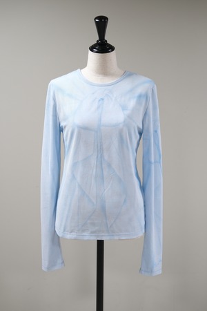 【OPEN YY】RIBBON PRINT MESH TOP - blue -