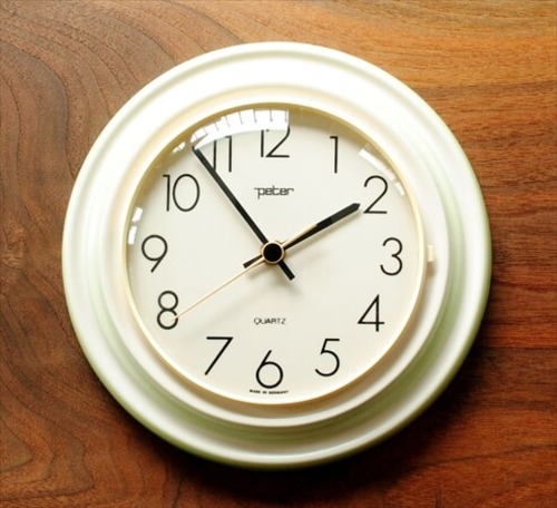ドイツ製 PETER 陶器フレーム 壁時計 ペーター ヴィンテージ 壁掛け時計 電池式 アンティーク ig0997