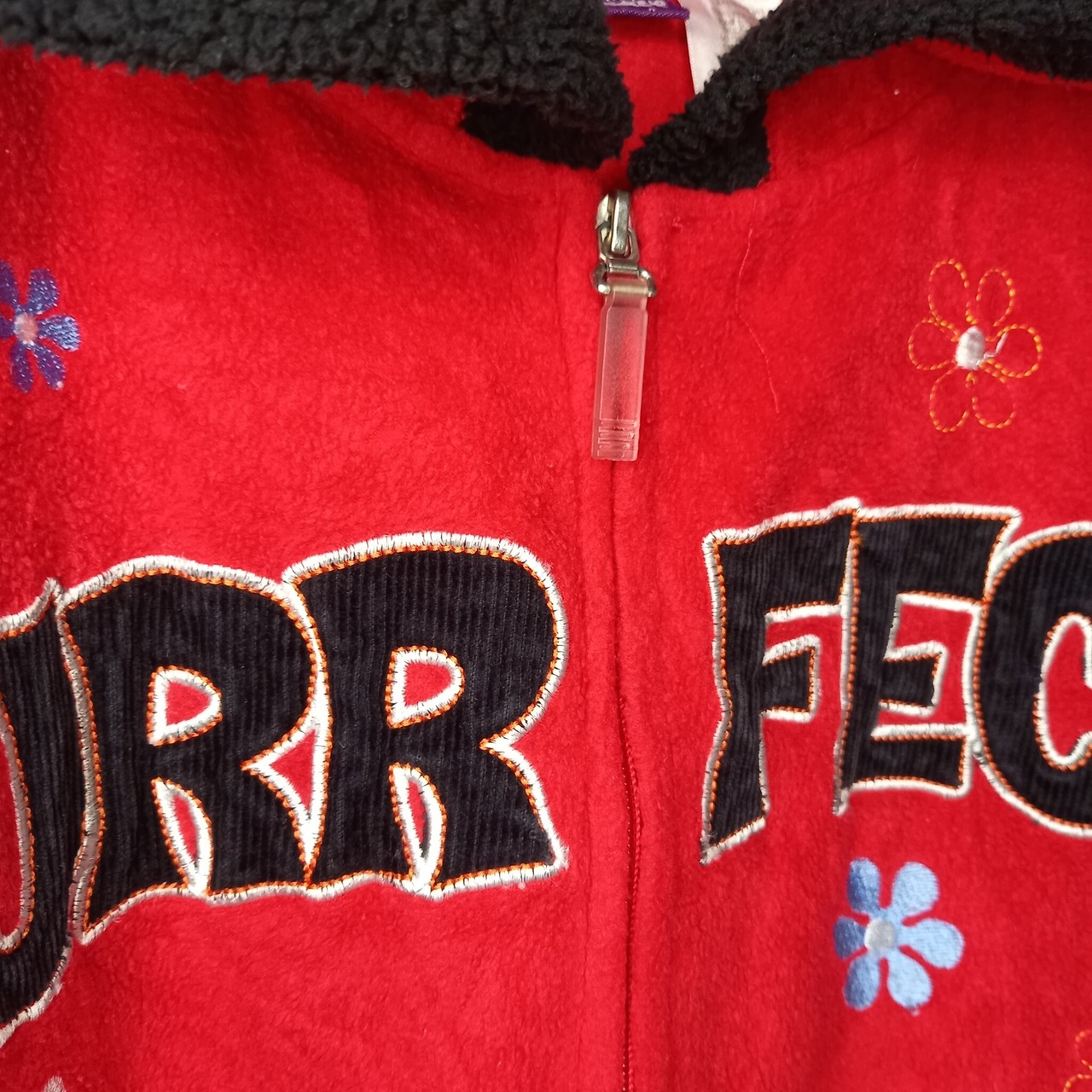 ディズニー　フリース　パーカー　ジャケット　刺繍　キャラ　ティガー　赤　2XL