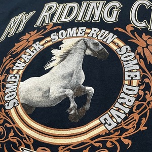 【GILDAN】乗馬クラブ MY RIDING CLUB アーチロゴ アニマルプリント バックロゴ Tシャツ XL ビッグサイズ US古着