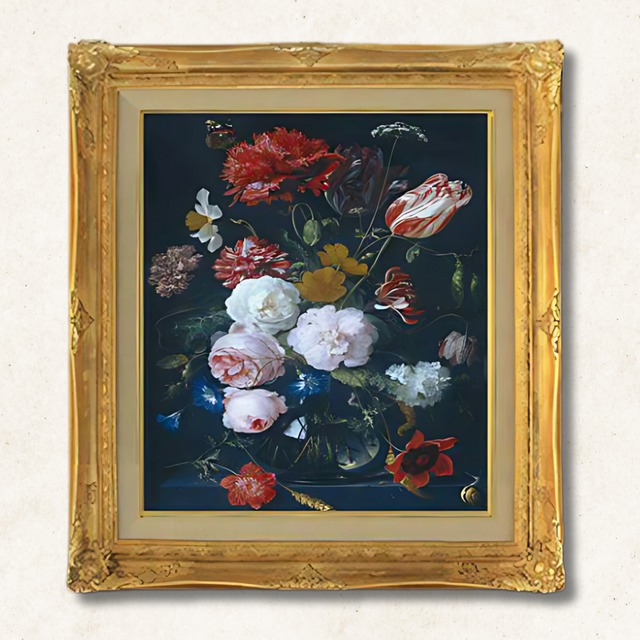 直筆仕上げ油絵　【デ・ヘーム】花瓶と花    F10　絵画 アート インテリア  静物画