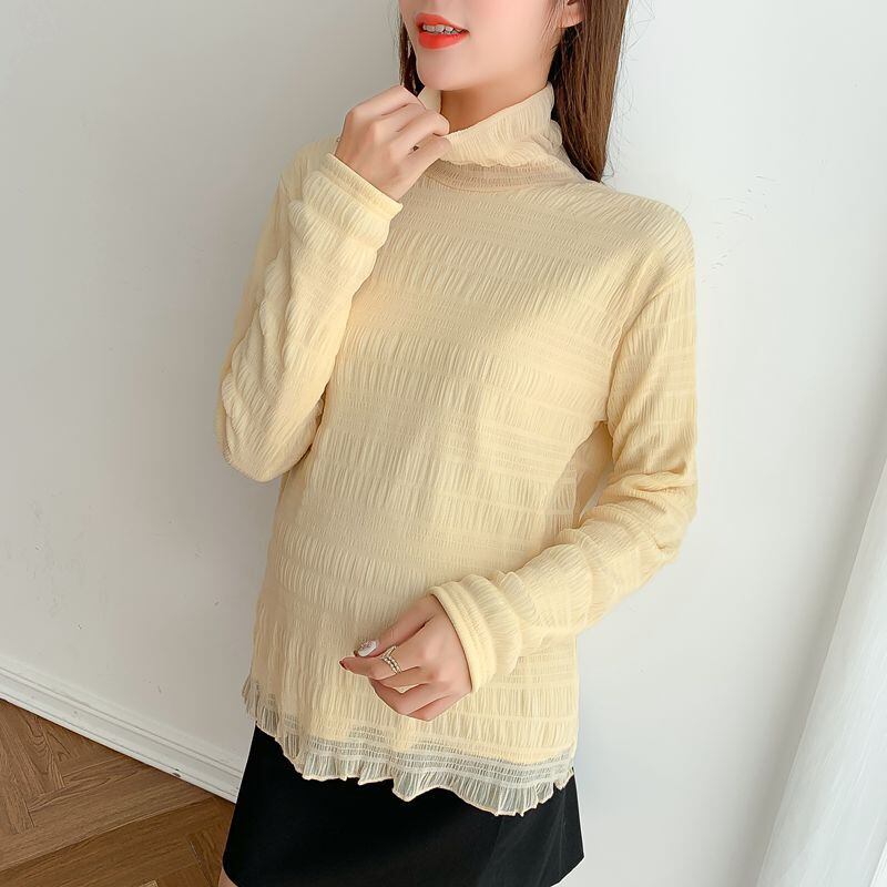 【新作】【送料無料】 3103＃秋冬レース厚手の暖かいサーマルマタニティシャツネックトップス服妊娠中の女性妊娠中のチュニック オータム 秋物 ウィンター 冬物 AL expec414511240508