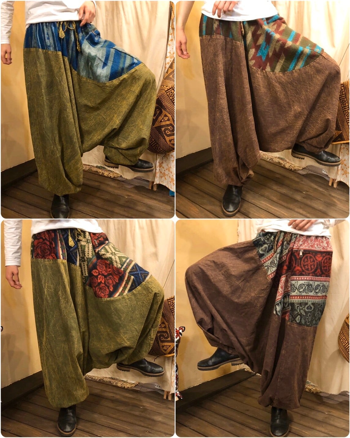 サルエルパンツ風 ストーンウォッシュ織生地付サルエルパンツ 20N34 | PemptiHouse