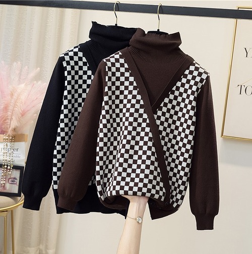 【大きいサイズXL-4XL】ファッションセーター♪ブラック/ブラウン2色展開◆#scfmic-294067