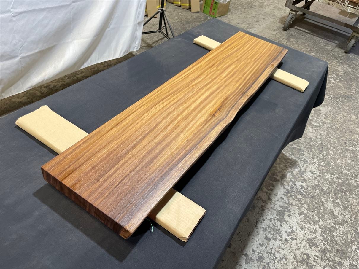 アサメラ3697 アフリカンチーク 片耳 一枚板無垢 990x210-220x40mm