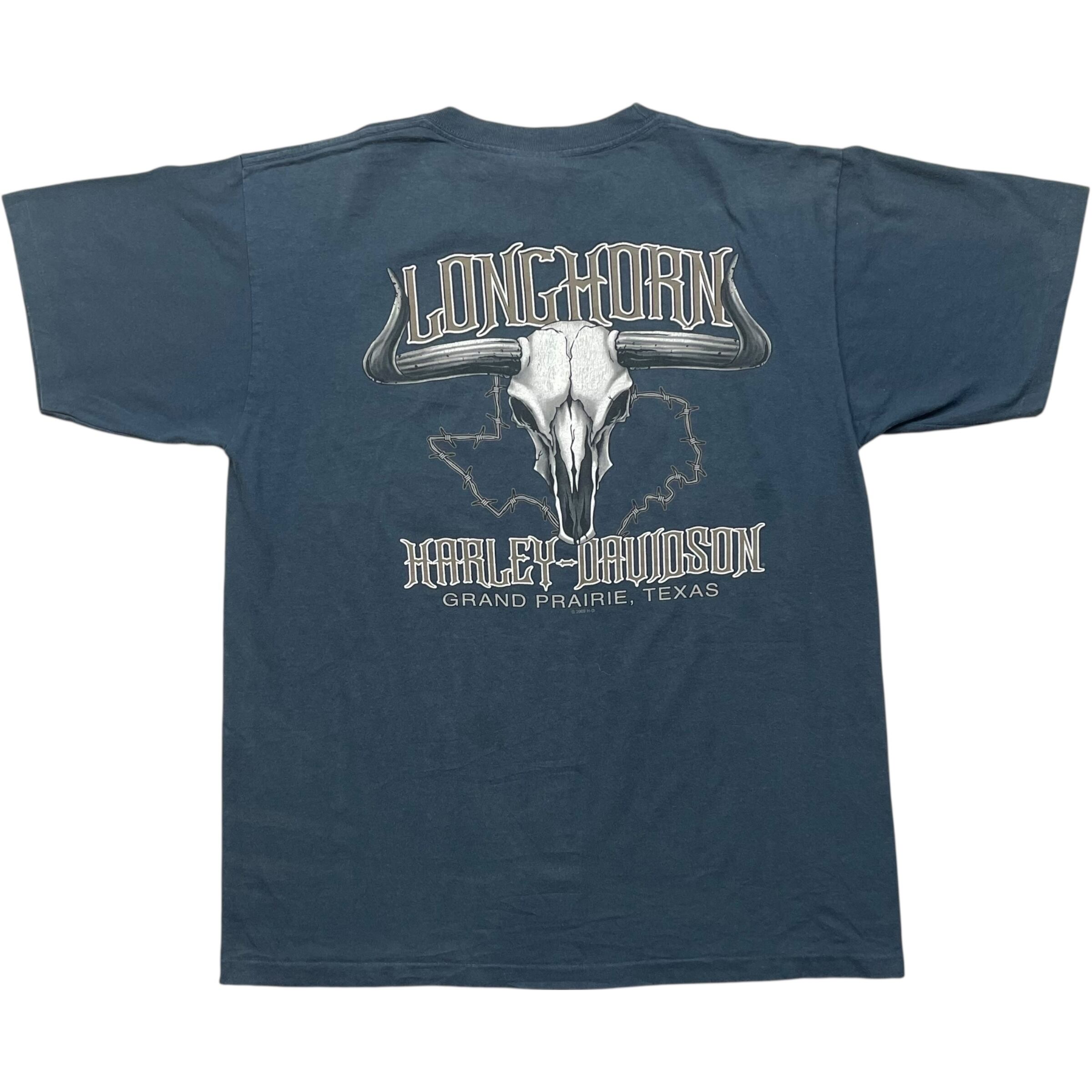 《L》 Harley-Davidson ハーレーダビッドソン Tシャツ 胸ポケット プリント ネイビー USA製 90年代 vintage no.8454