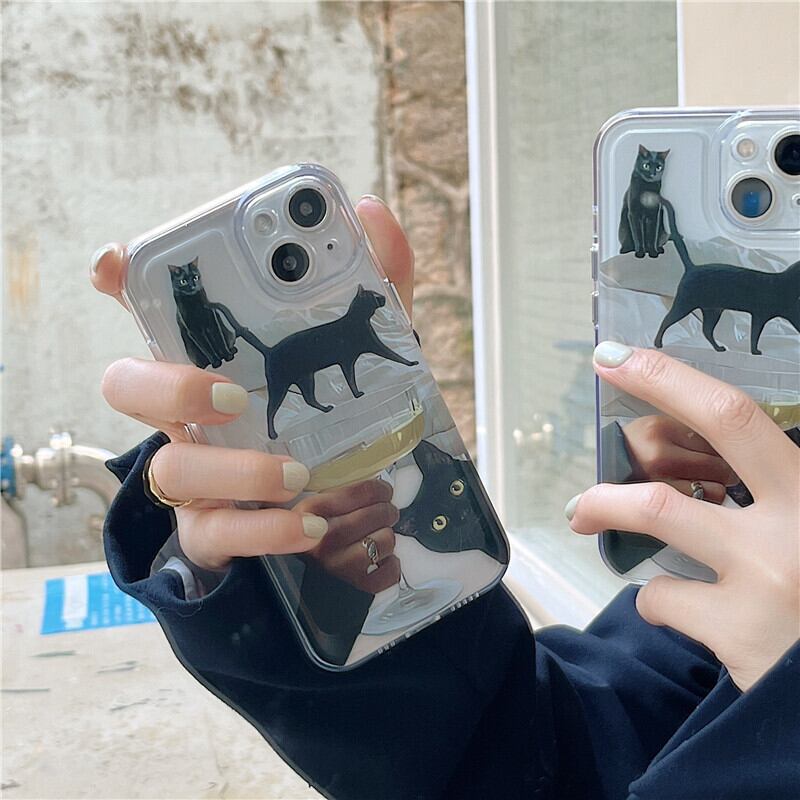 Iphone 13 対応機種 Pro アイフォン 黒猫 Cat カメラカバー ケース 韓国 人気 N1031 韓国 アパレル 雑貨 スマホケース レディースファッション専門店 Obolo