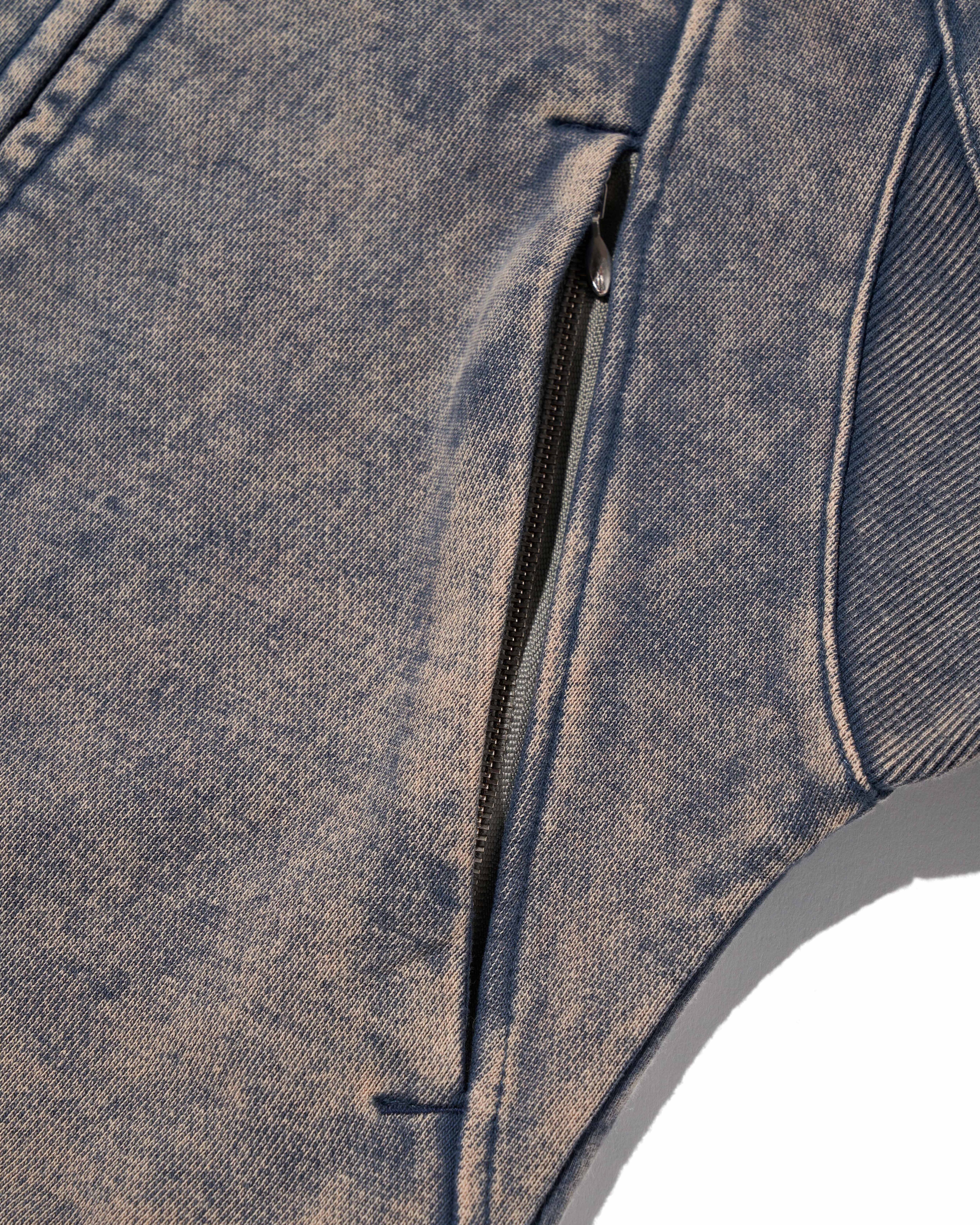 MSCHF] RHOMBUS PUNCHING HOODIE ZIP-UP_BLEACHED NAVY ミスチーフ