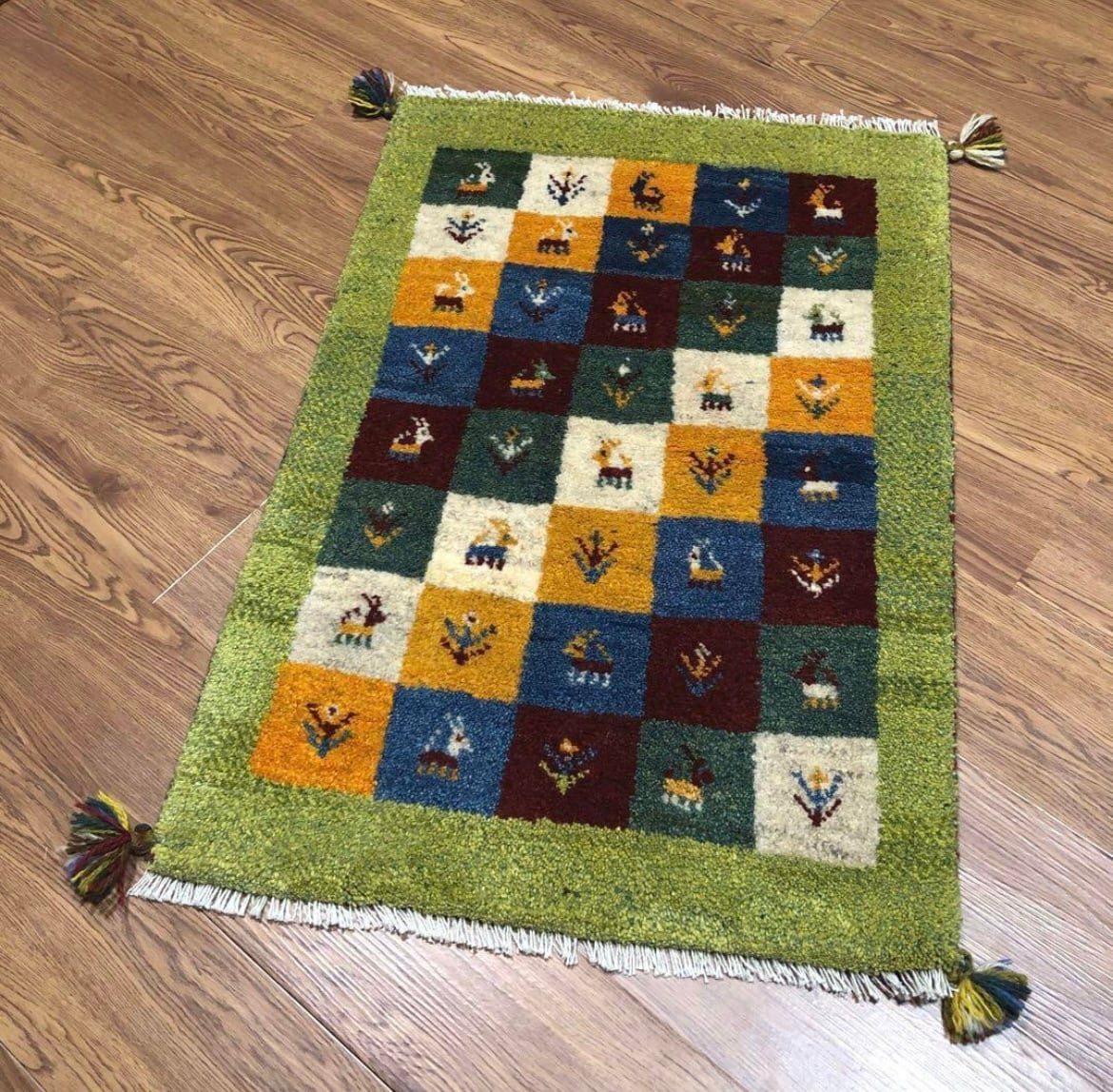 ギャッベ ペルシャ絨毯 57x46cm ギャベ 玄関マット 手織り ラグ 絨毯 ペルシャギャッベ (ギャベ) 玄関マット No:GP-536 | A's Rug