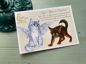 フランス製　天使と悪魔　猫　ポストカード