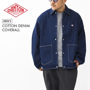DANTON [ダントン] M COTTON DENIM COVERALL [DT-B0400 DNS] コットンデニムカバーオール・アウター・デニムジャケット・ドロップショルダー・ゆったりシルエット・10oz・メンズ・男性用・MEN'S [2025AW]