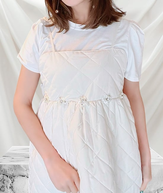 close sale★DCP0012-【デコレーションコレクション】キルティングビジューワッペンワンピース