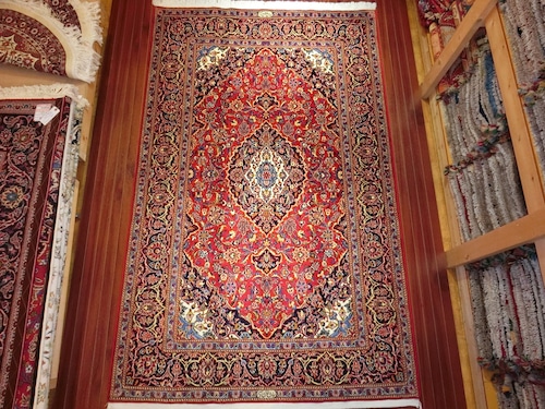 ペルシャ絨毯　手織り カーシャン産　【リビングサイズ】1527