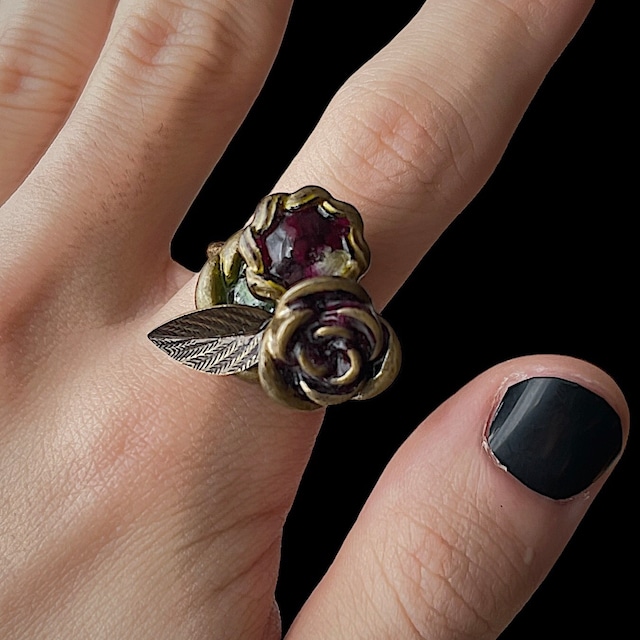 Bouquet Button Ring -RED-