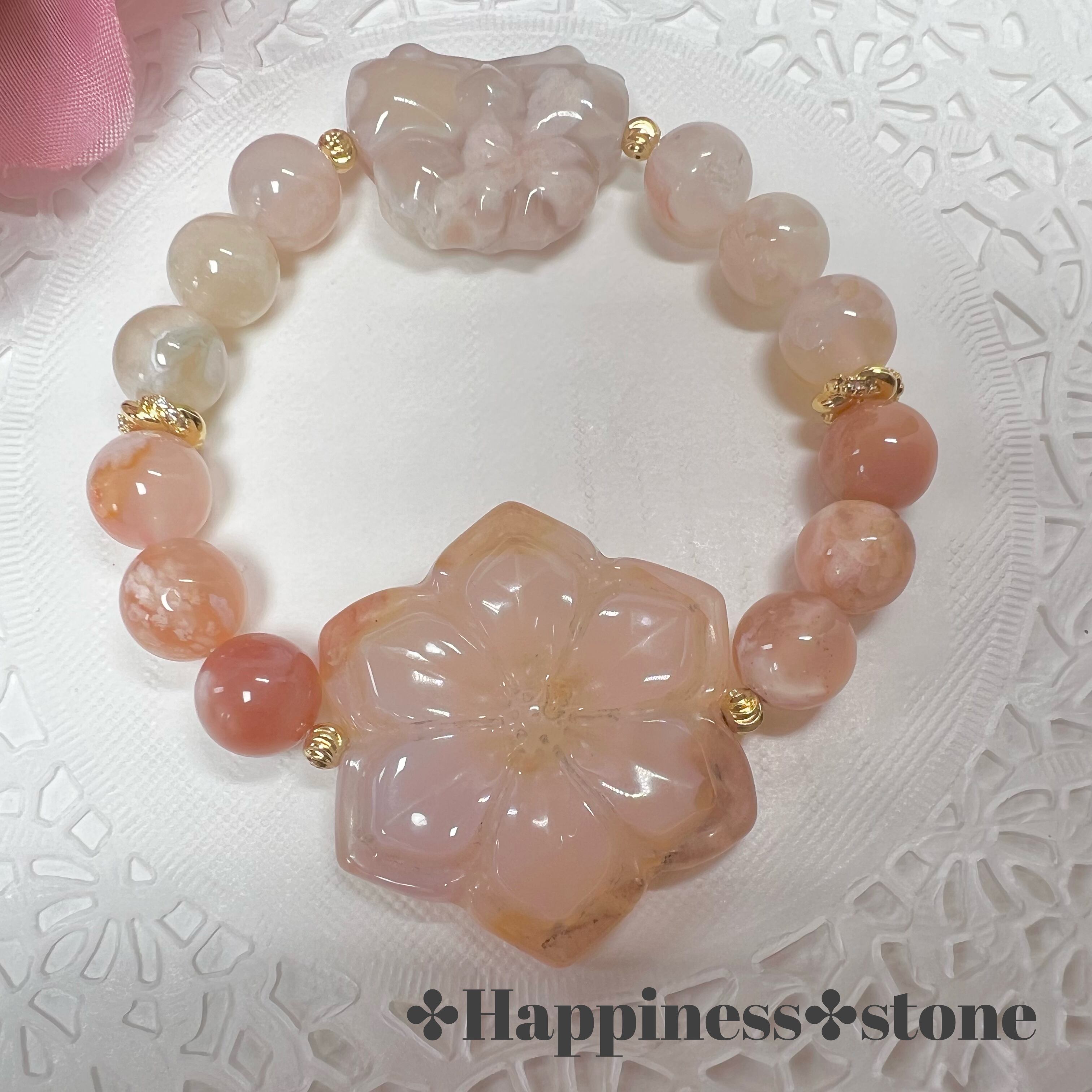 【桜瑪瑙 お花&蝶々︎✿②】❤︎送料無料❤︎天然石 パワーストーン