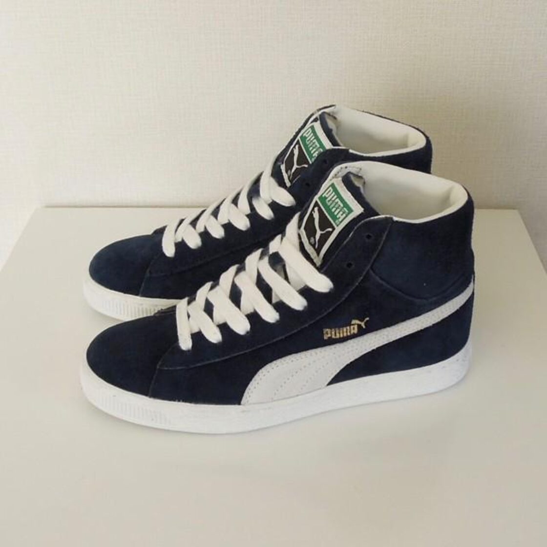 プーマ 90s スニーカー SUEDE MID 中国製 ネイビー 22,5cm (k-013 
