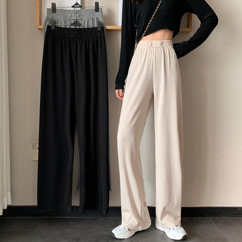 パンツ スプリングルーズハイウェストウェストワイドレッグカジュアル 春物 ワイドパンツ 試着室24396586131