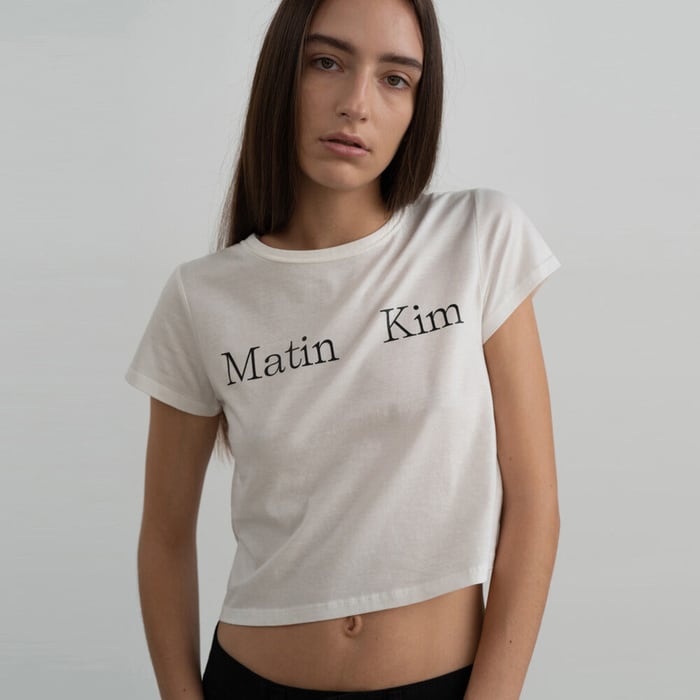 Matin Kim LOGO SILKET CROP TOP WM1303 マーティンキム クロップ Tシャツ 韓国ブランド