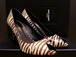 7万美品◆SAINT LAURENT PARIS サンローラン パリ ゼブラ柄 ポインテッドオープントゥ ヒール パンプス 37.5◆