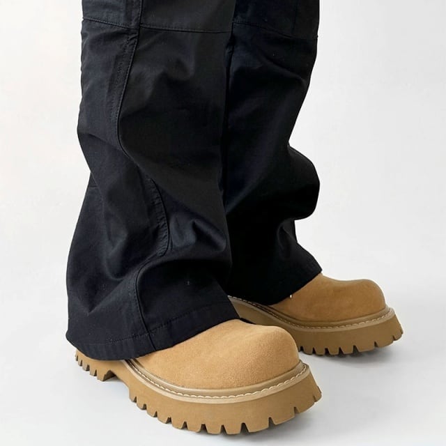 予約販売】ブーツ メンズ シューズ 韓国 厚底 靴 キャメル スエード