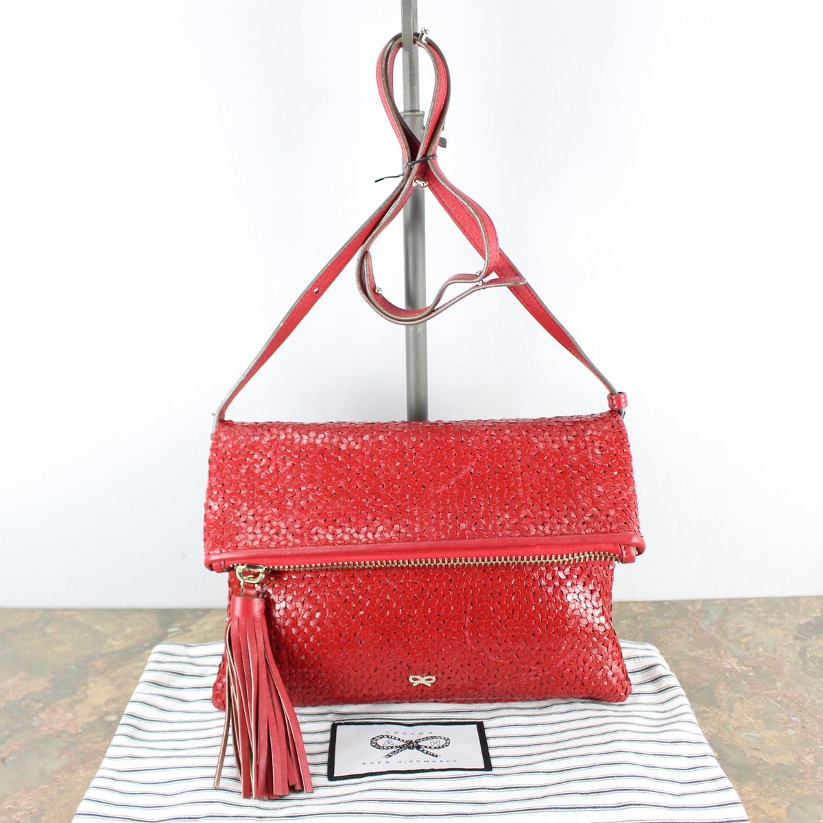 ANYA HINDMARCH MESH LEATHER SHOULDER BAG/アニヤハインドマーチ 