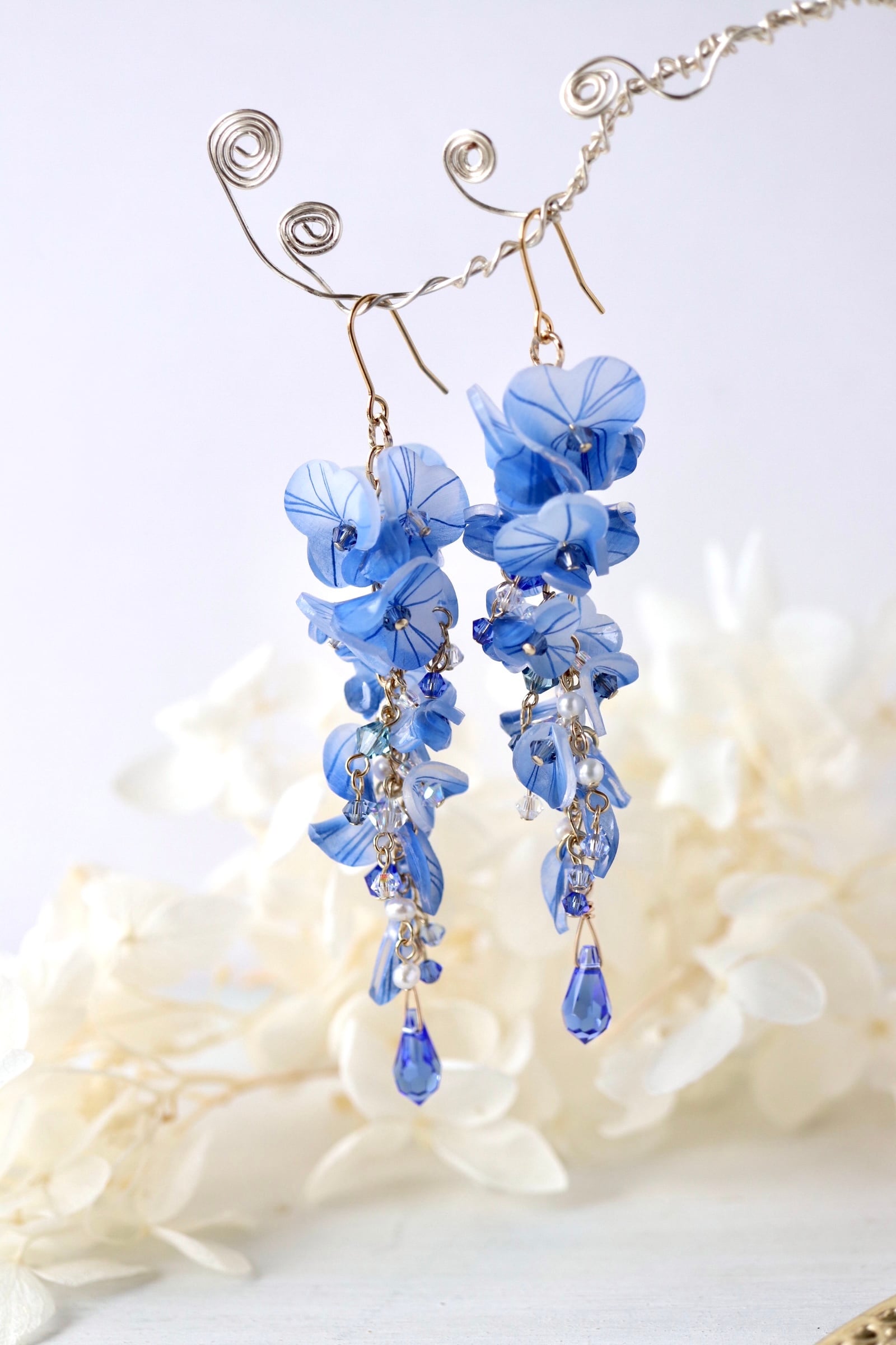 青い藤の花のピアス／イヤリング | 大人可愛いハンドメイド 