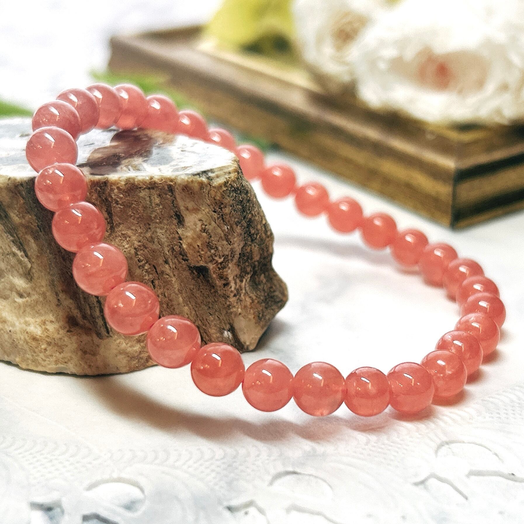 E7443】AAAインカローズ＊6㎜ブレスレット＊ Rhodochrosite(Inca Rose