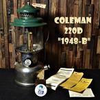 コールマン 220D 1948年製造B期 ビンテージ ツーマントルランタン COLEMAN オリジナルPYREXグローブ 銀タンク 完全分解メンテナンス済み 整備済み 40年代 美品 取説付属