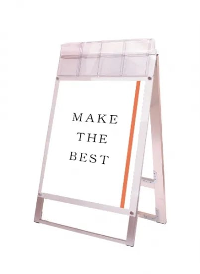 ポスター用スタンド看板マグネジ パンフレットケース付 B2両面ホワイト(屋外用)