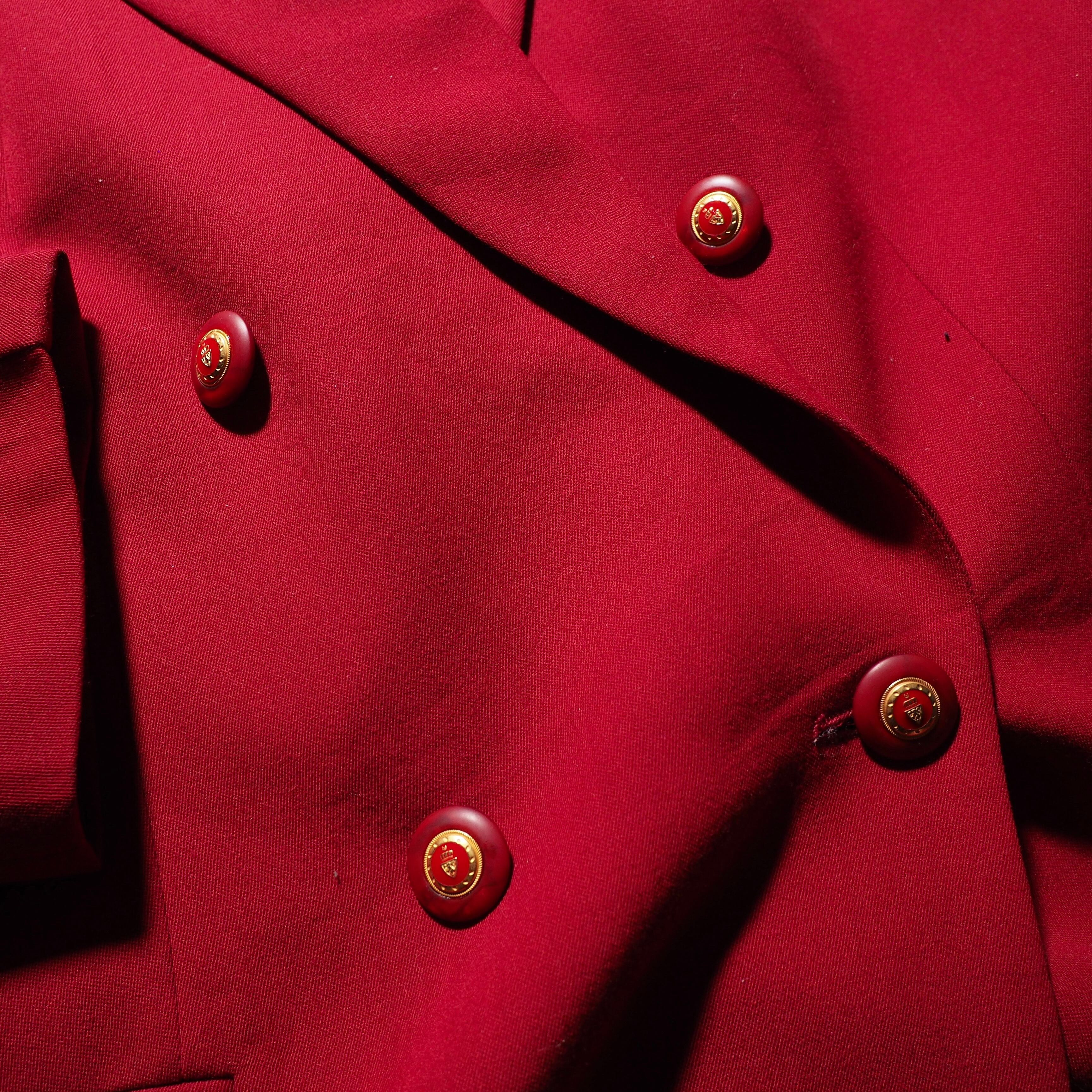 Beautiful Deep Red color vintage loose Double tailored jacket