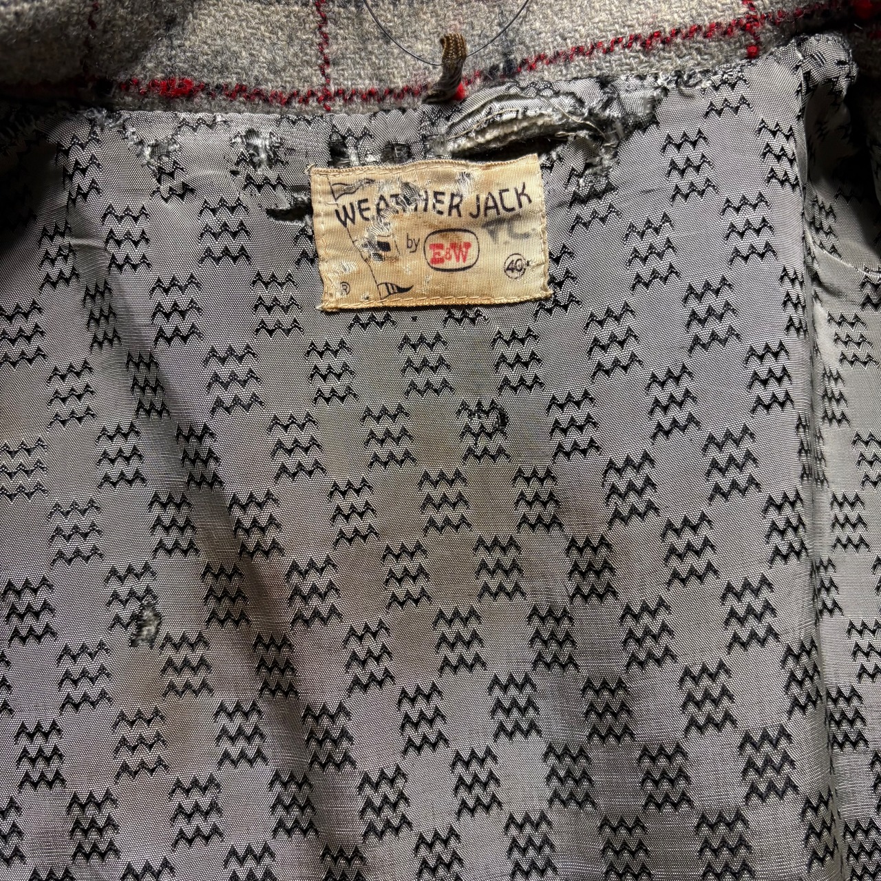 vintage 1950’s red&black nep gray wool car coat