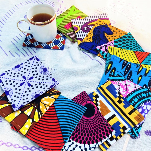 ボックスポーチ／化粧ポーチ／トラベルポーチ／アフリカンプリント（bp-9）