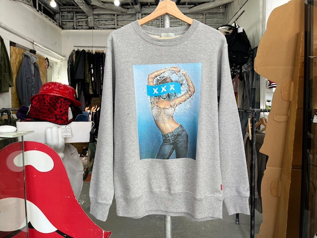 GOD SELECTION XXX PHOTO CREWNECK SWEATSHIRT GREY MEDIUM 36767