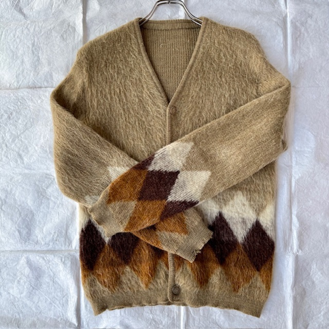 60s モヘアアーガイルカーディガン 画像3