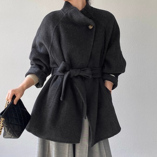 4色／ウールスタンドカラーコート ・20113