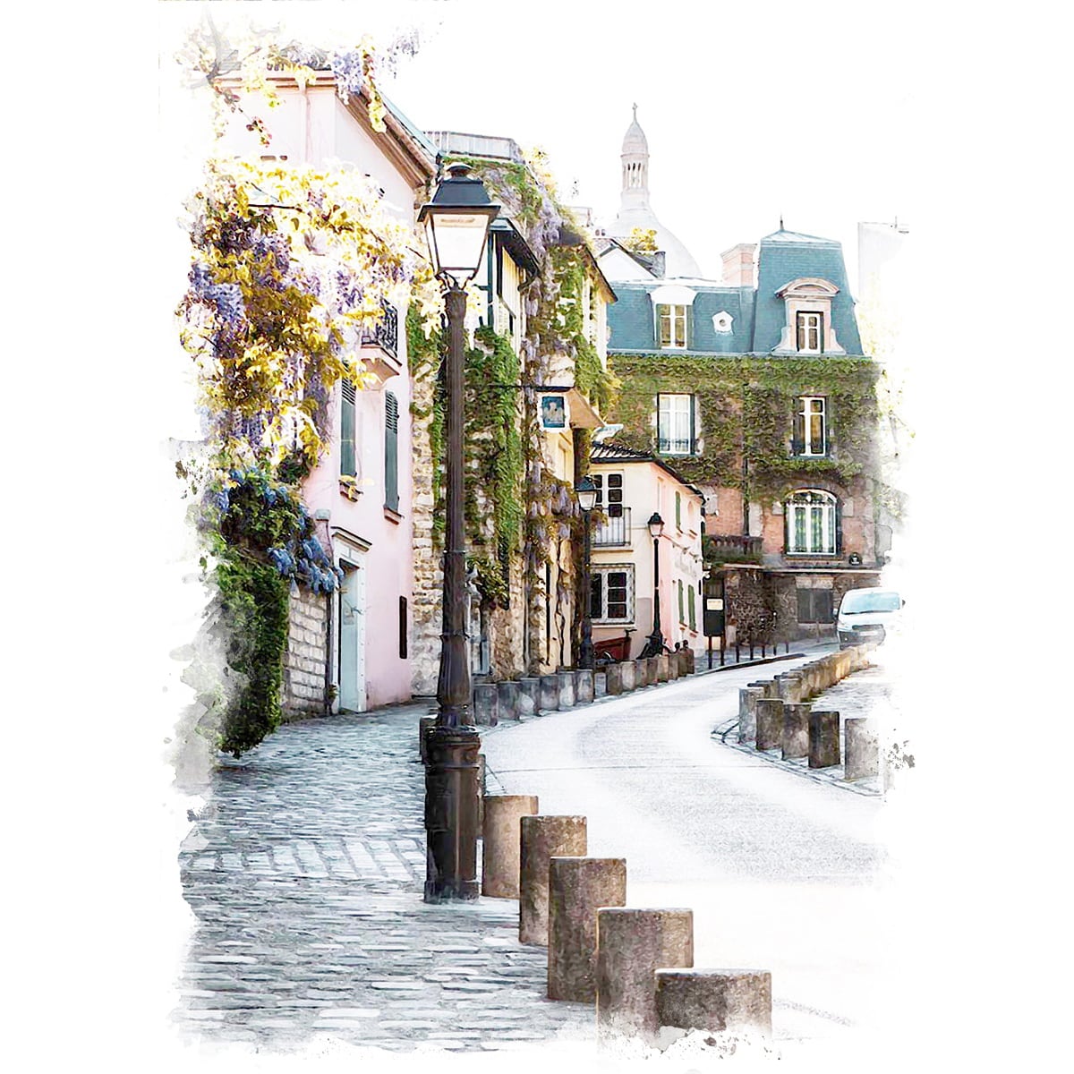 絵画 フランス 風景画(街並み) モンマルトルの丘 インテリアアート額 