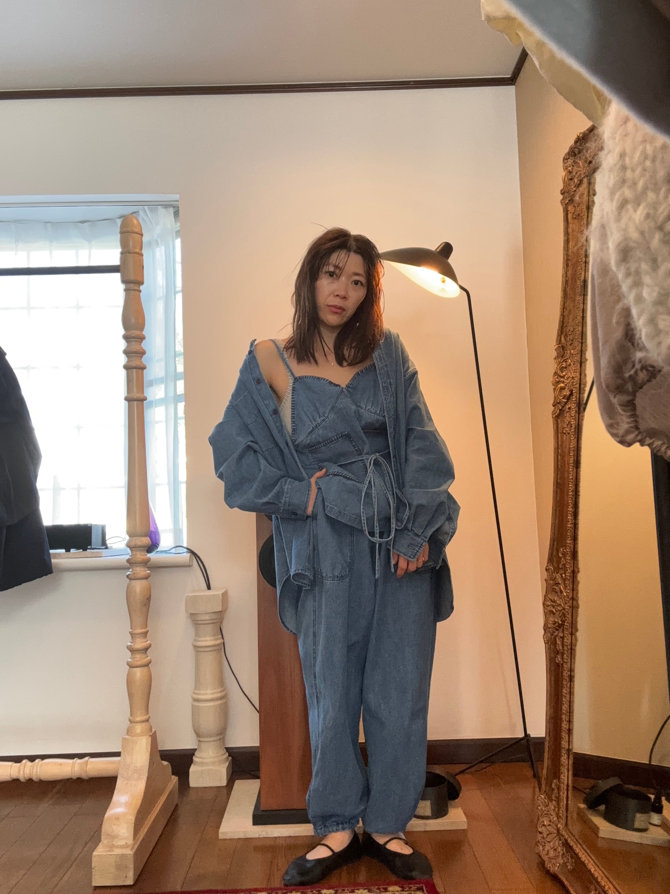 papier デニムパンツ denim puckering pants denim puckering pants | papier.official