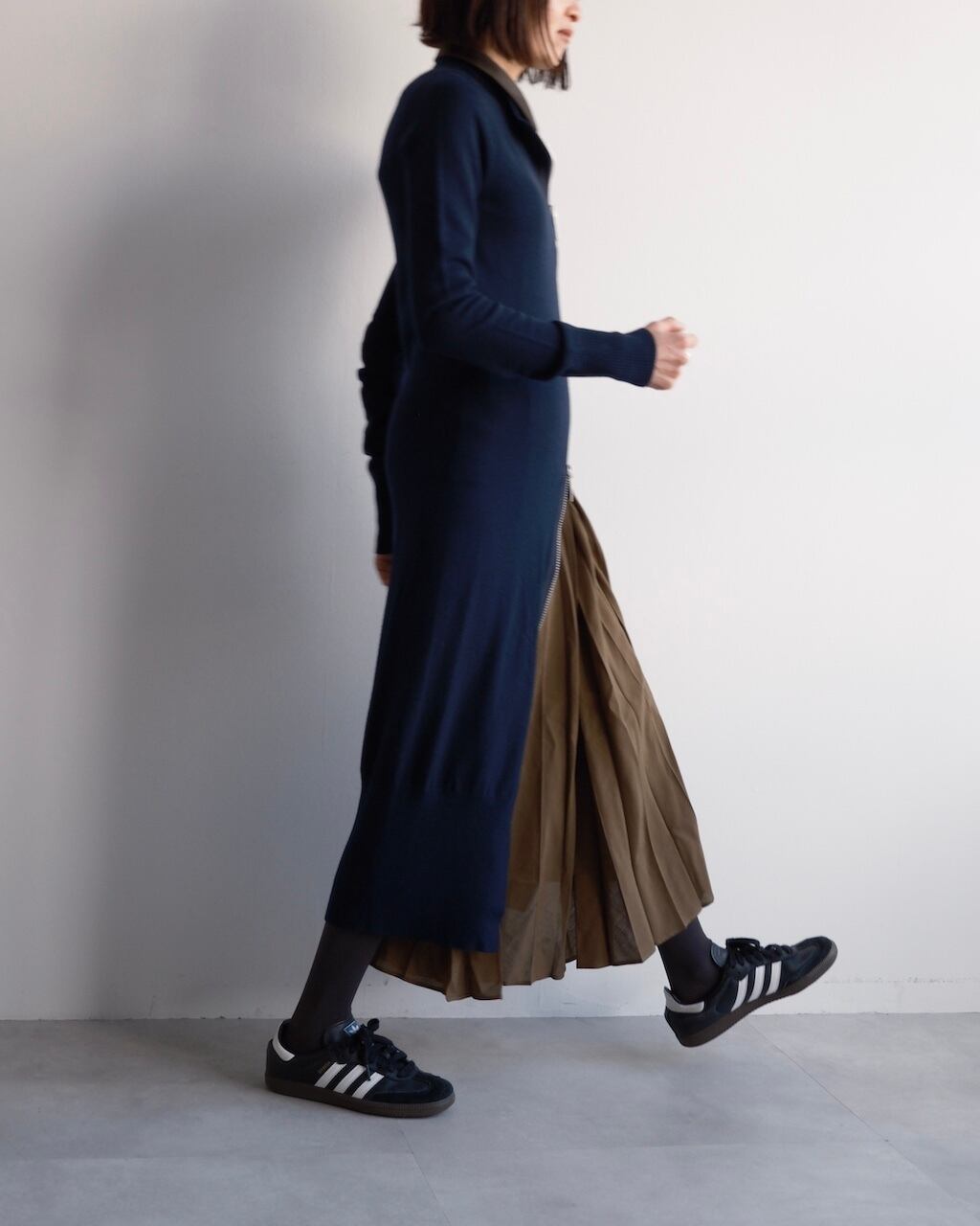 sacai SUITING MIX LAYERED KNIT DRESS | dear closet