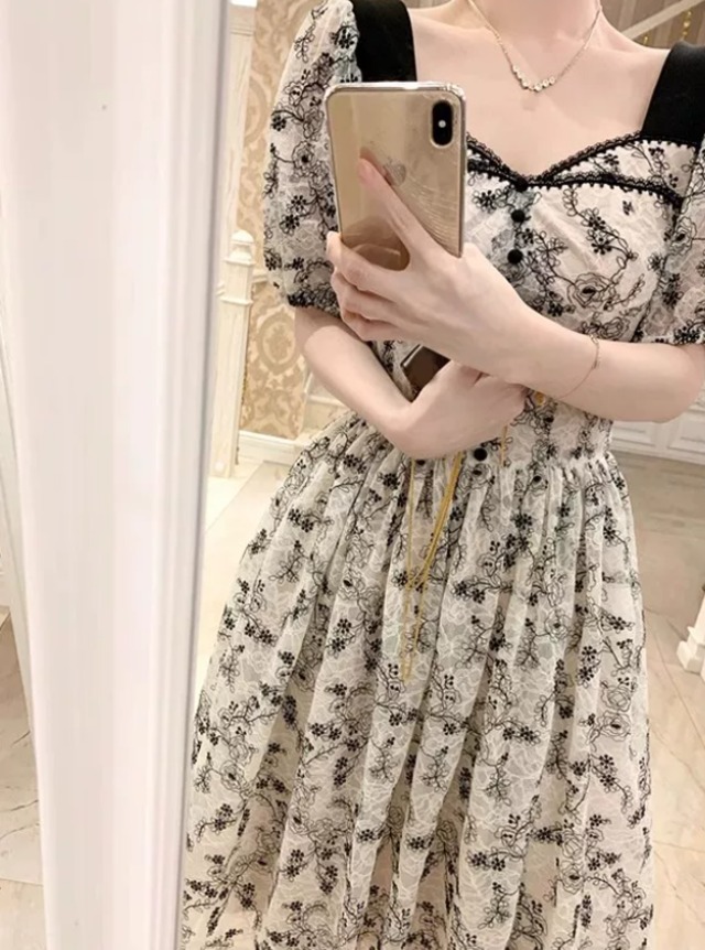 S~XL　レディース ワンピ ワンピース チュニック 大人可愛い 夏 花柄 ボタニカル おでかけ デート