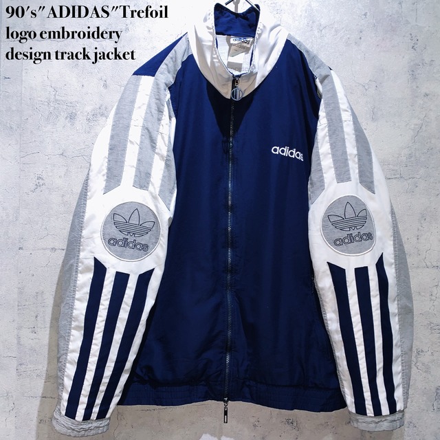 90's"ADIDAS"Trefoil logo embroidery design track jacket