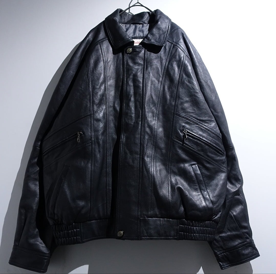 EURO Black Multi-Pocket Design Leather Blouson