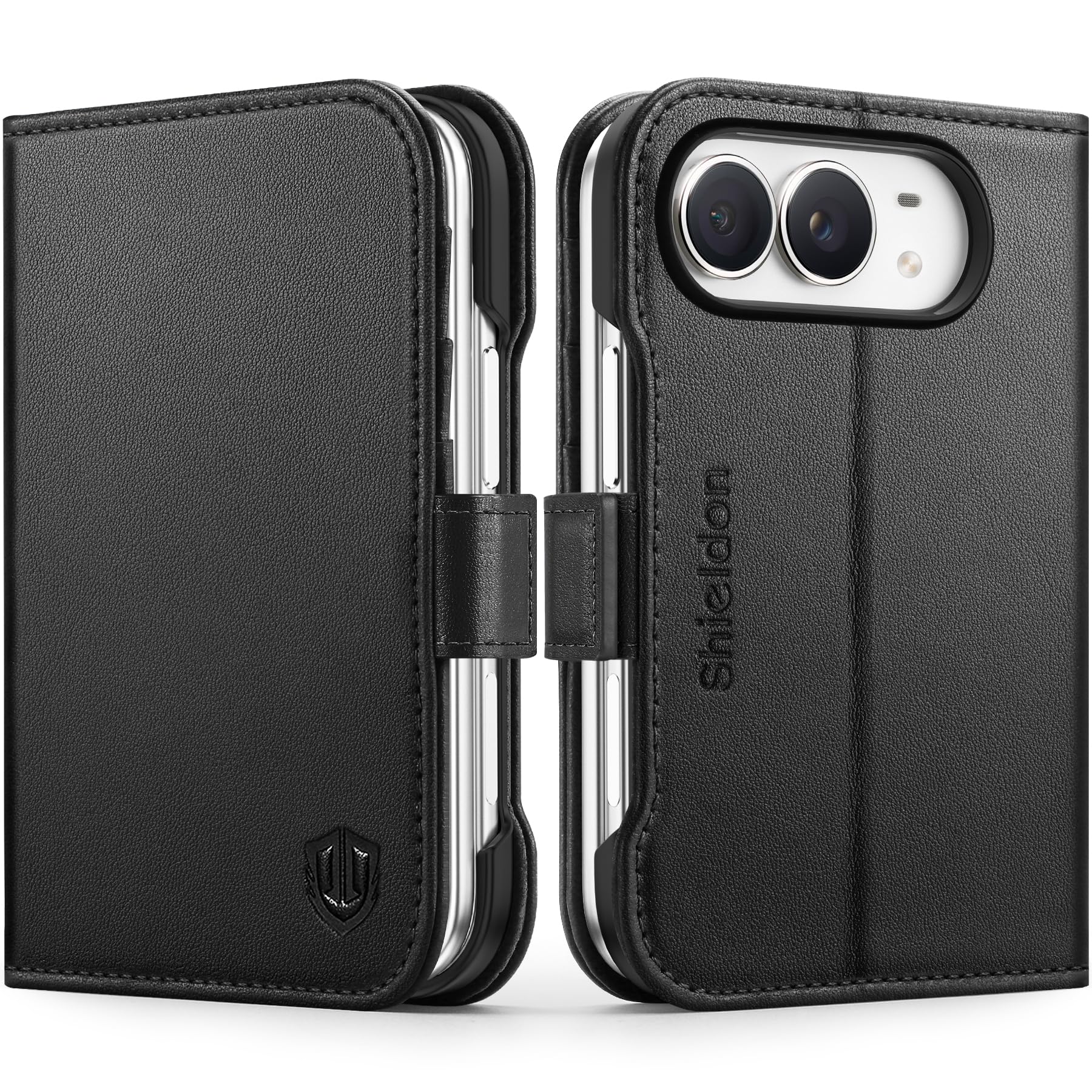 SHIELDON iPhone Duo 対応 手帳型ケース 本革レザー 2026年発売 7.6インチ 5G くろ黒