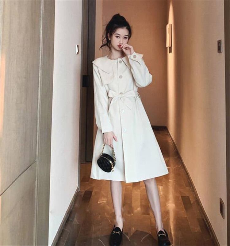 INSスタイル コート 新品 人形の襟 シンプル デザインセンス ロングセクション