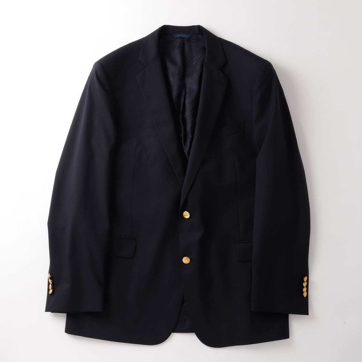 極美品】BROOKS BROTHERS Made in Italy wool Navy blazer size44 gold