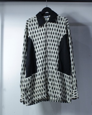 【Caka BLACK】Switching Design Vintage Zip Up Shirt Jacket