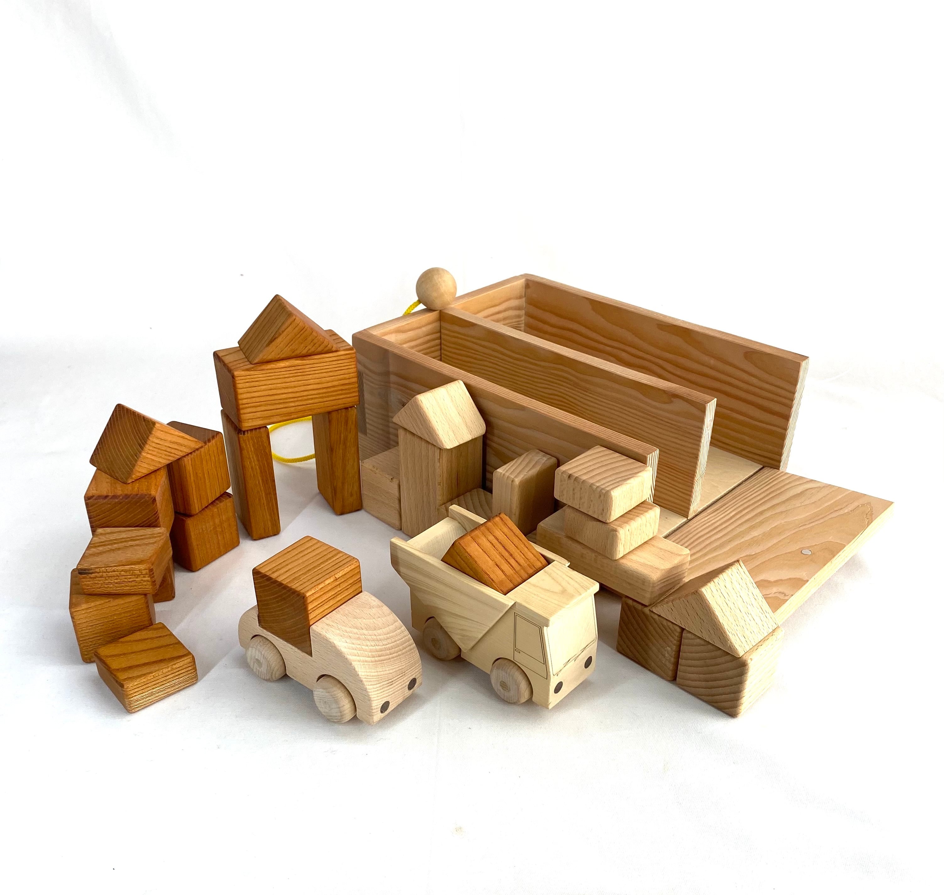 積木トラック（大型トラック＆収集車） | 木のおもちゃ工房8936公式