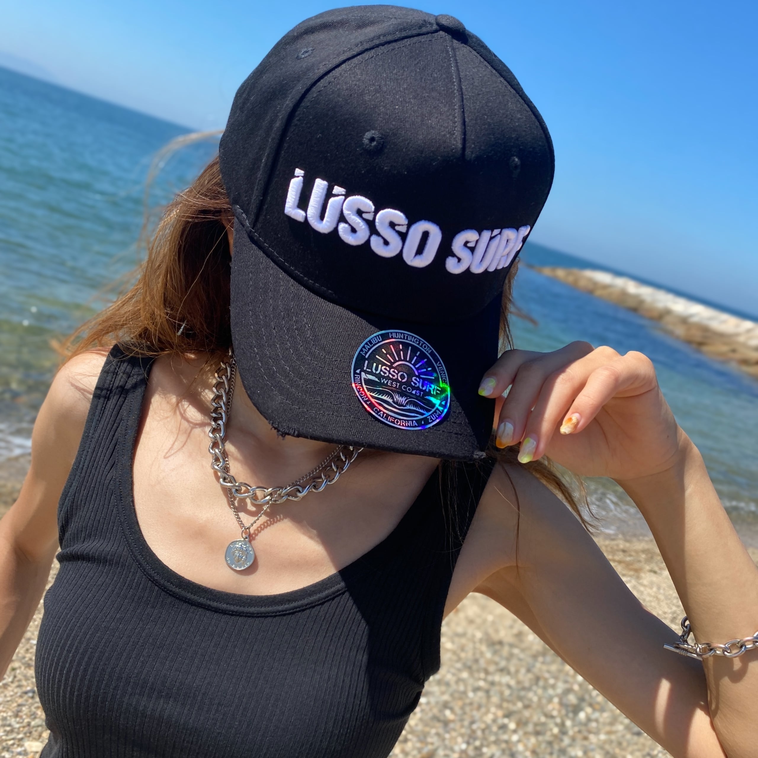 LUSSO SURF Embroidery logo cap【White/Black】 | LUSSO SURF